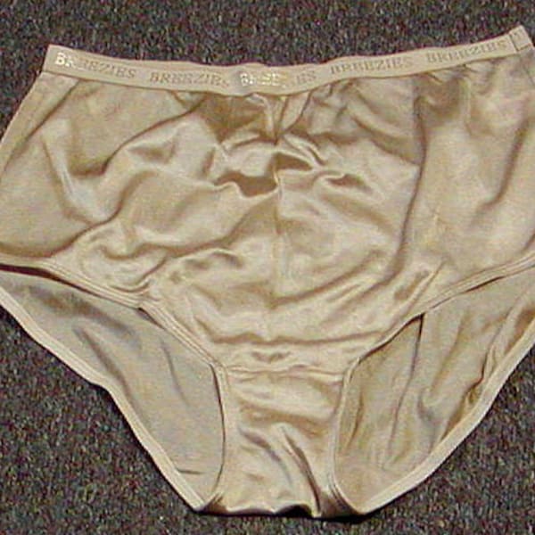 Vintage New Breezies Luxurious Full Brief Nylon Panty Beige Size 6 Medium (27"-28")