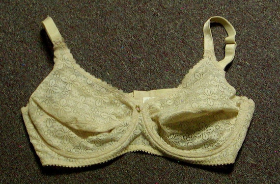 Vintage New J.C.Penney's Full Figure Embroidered Daisy Lace Underwire Bra  Beige 40D