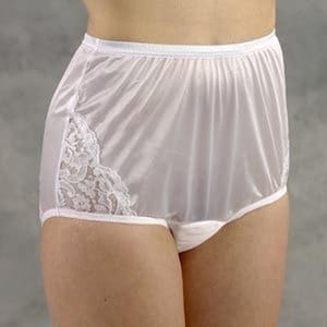 Vintage New Carole's Lace Waist Band Full Brief Nylon Panty Pale