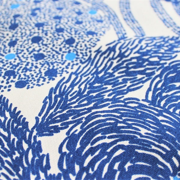 Marimekko cotton panama fabric, Mynsteri blue, by Aino-Maija Metsola, 145x50cm