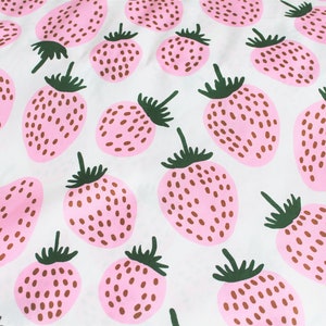 Marimekko fabric Pieni Mansikka pink/green/brown 145x50cm by Maija Isola