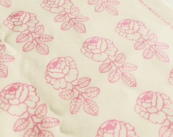Marimekko fabric Vihkiruusu pink/off-white 145x50cm by Maija Isola