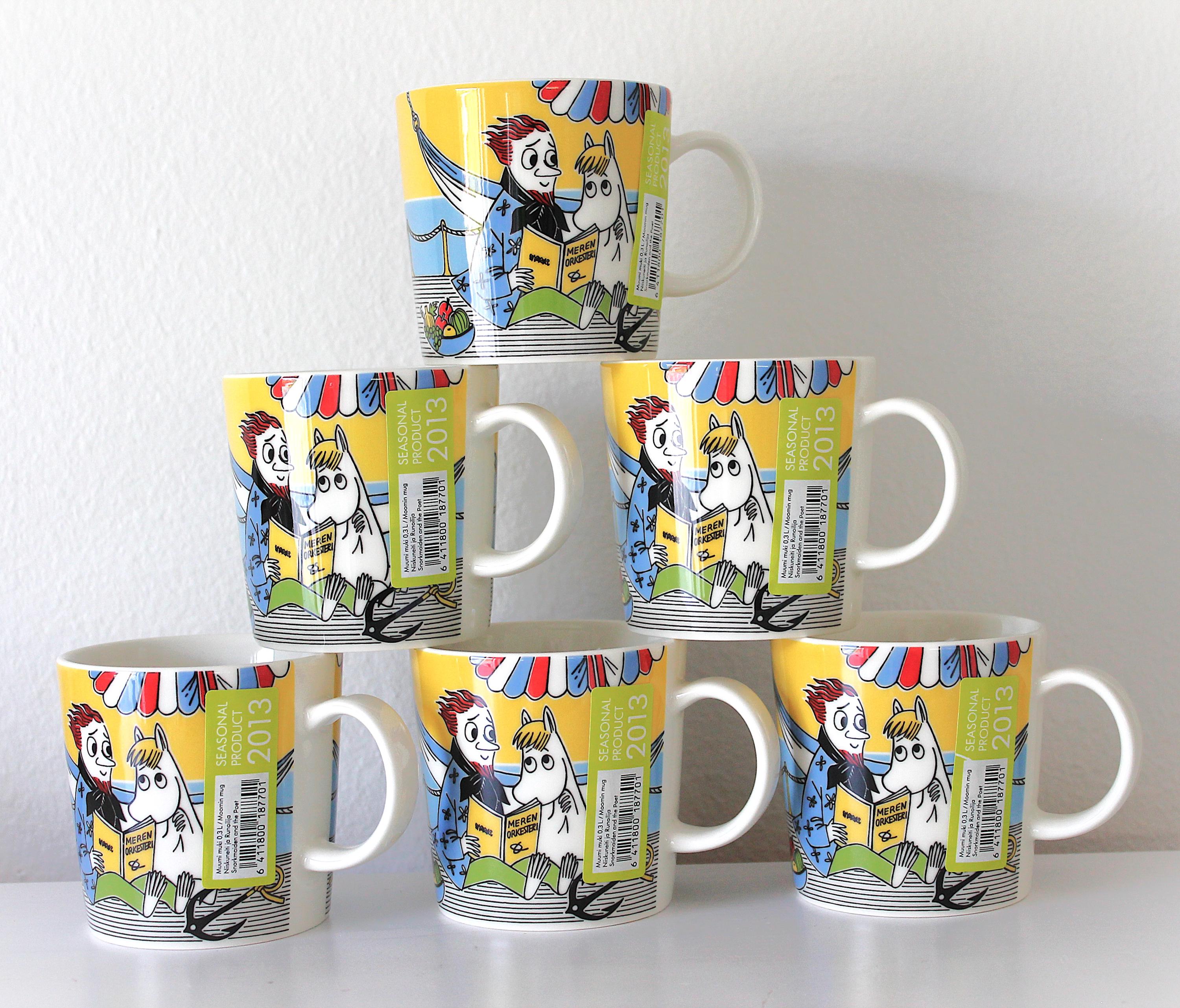 Arabia Finland, Moomin Mug * 6, Snorkmaiden and the Poet, Seasonal 