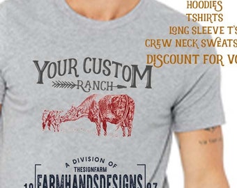 Custom Red Angus Ranch shirt COWS personalized hoodie tshirt cow cattle horse goat angus highland ranchers farm shirt longhorn