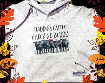 Daddy's (Girl version) PaPa's Grandpa cattle checking buddy farm shirt for GIRLS  cow checking PUT SIZE in personalization farm girl angus