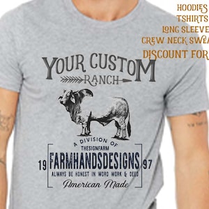 Custom Brahman Ranch shirt COWS personalized hoodie tshirt cow cattle horse ranchers farm shirt