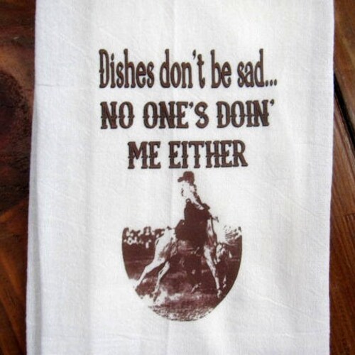 Western Tea Towel Flour Sack Tea Towels Fs184 Cowgirl Kitchen Etsy