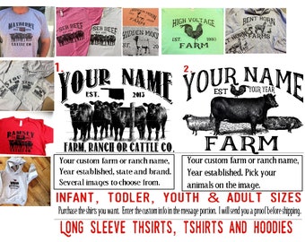 custom farm shirt  MUGS for the whole family hoodie tshirt sheep goat cattle livestock personalized sweatshirt name ranch chicken cow horse