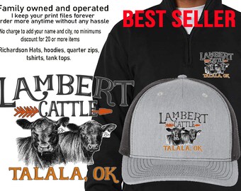 custom farm hat shirt quarter zip hoodie long sleeve tshirt angus cattle livestock personalized ranch  hereford Richardson