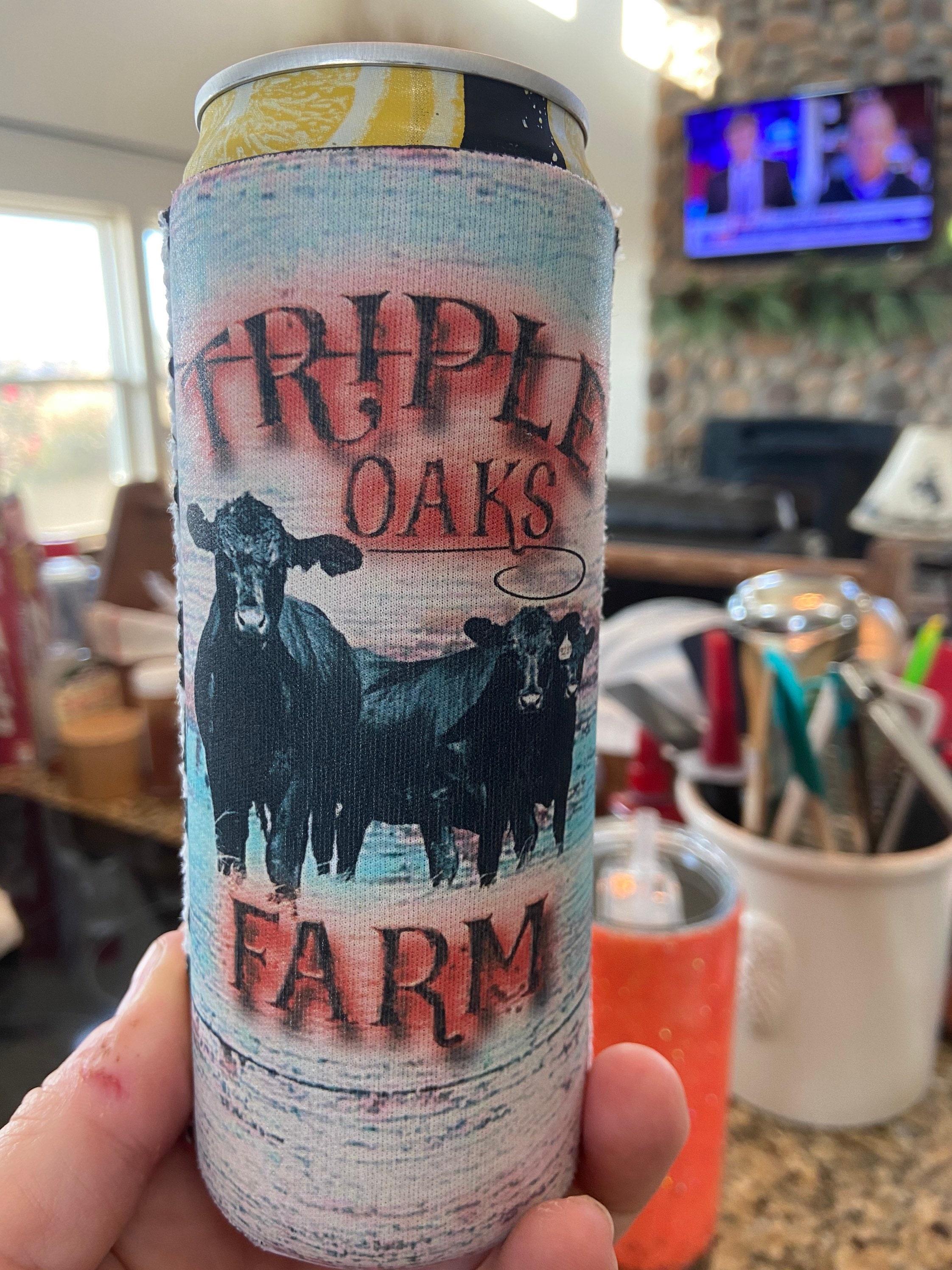 Custom Farm Koozie Your Farm Ranch Brand Tall Slim Can Fun Etsy