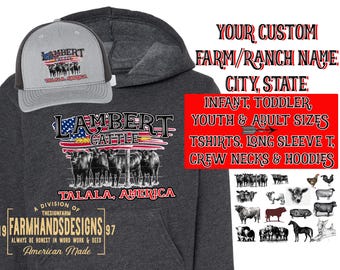 Your very own custom America farm ranch hat shirt hoodie long sleeve tshirt angus cattle livestock chickens goat farm pigs Richardson 112