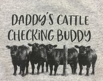 Farm shirt custom cattle checking buddy HOODIE PaPa's Grandpa  infant toddler youth farm baby farm boy farm girl angus cows
