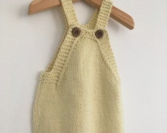 Baby Romper, Hand Knit, Cotton