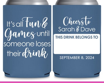 Wedding Can Coolers With Name Tag Fun Wedding Favors for Guests in Bulk Wedding Favor Ideas All Fun & Games Bridal Shower Gift for Guests 1A