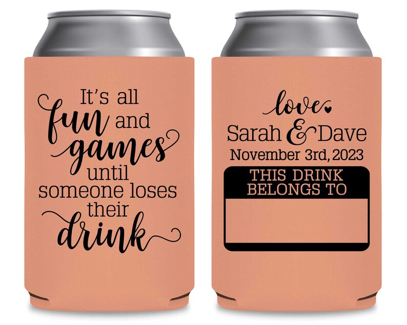 Wedding Can Coolers With Name Tag Fun Wedding Favors for Etsy