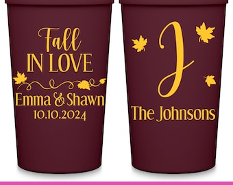 Fall Wedding Favors For Guests in Bulk Personalized Cups Autumn Wedding Decorations Custom Cups Fall Wedding Party Gifts Fall In Love 2A