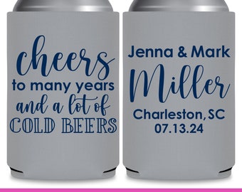 Wedding Can Coolers for Wedding Party Gift Bags Wedding Favors for Guests in Bulk Wedding Favor Ideas Cheers To Many Years & Cold Beers 1A