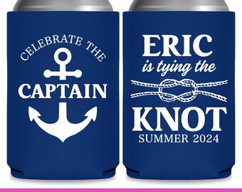 Boat Captain Bachelor Party Favors Groomsmen Gifts Custom Can Coolers Gift for Groomsmen Celebrate The Captain Nautical Party Favor Ideas 1A