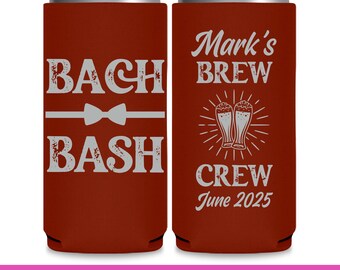 Bachelor Party Favors Groomsmen Gifts Custom Slim Can Coolers Gifts for Groomsmen Proposal Bach Bash Brew Crew Bachelor Party Gift Ideas