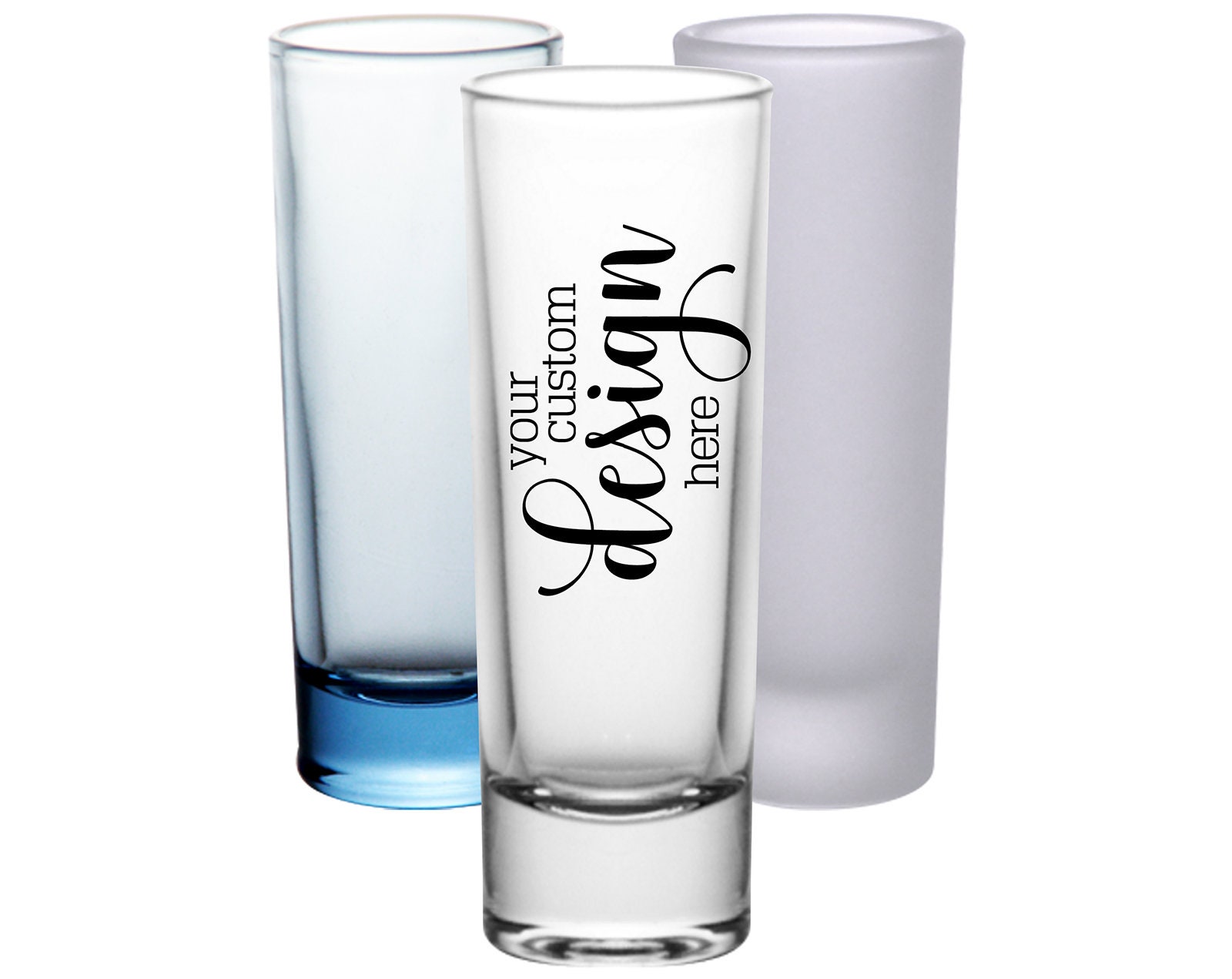 Clear Blue or Frosted Tall Shot Glasses Wedding Shot Glasses Etsy