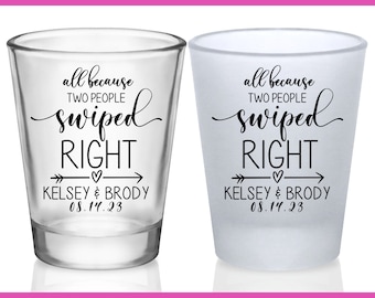 Wedding Shot Glasses Tinder Wedding Favors for Guests in Bulk Customized Shot Glasses Wedding Party Gifts Because Two People Swiped Right 1A