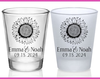 Sunflower Wedding Shot Glasses Rustic Wedding Favors for Guests Customized Shot Glasses Barn Wedding Party Gifts Sunflower Wedding Decor 1B
