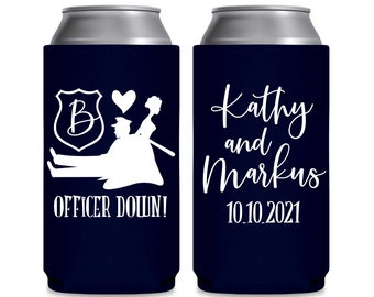 Police Wedding Can Coolers Wedding Favors Cop Wedding Party Gifts Slim Can Coolers Officer Down Wedding Favor Ideas Police Wedding Decor 1A