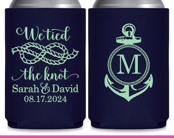 Nautical Wedding Can Coolers Cruise Wedding Favors for Guests in Bulk Sea Wedding Party Gifts We Tied The Knot 3A Coastal Wedding Decor 3A