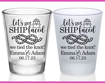 Nautical Wedding Shot Glasses Funny Wedding Favors for Guests in Bulk Personalized Shot Glasses Wedding Party Gifts Let&#39;s Get Ship Faced 1A