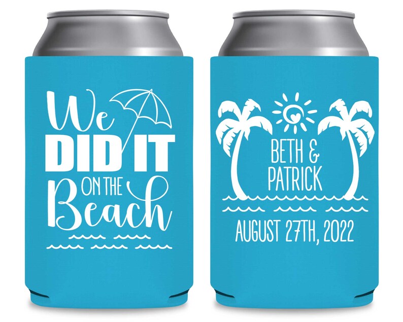 Beach Wedding Can Coolers Wedding Party Gift Coastal Wedding Etsy