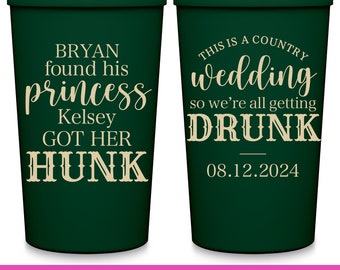Wedding Party Cups Funny Wedding Favors For Guests Custom Party Cups Country Wedding Party Gifts He Found His Princess She Got Her Hunk 2A