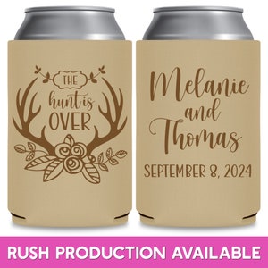 Country Wedding Can Coolers Rustic Wedding Favors for Guests in Bulk Barn Wedding Favor Ideas The Hunt Is Over Deer Antler Decor 5A