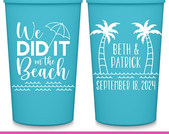 Beach Wedding Party Cups Beach Wedding Favors for Guests Personalized Cups Wedding Party Gift Beach Wedding Decor We Did It On The Beach 1A