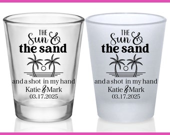 Wedding Shot Glasses Beach Wedding Favors for Guests in Bulk Customized Shot Glasses Wedding Party Gifts The Sun and Sand Shot in My Hand 1A