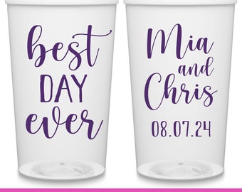 Wedding Cups Cute Wedding Favors for Guests in Bulk Personalized Party Cups Wedding Party Gifts for Guests Custom Cups Best Day Ever 2A