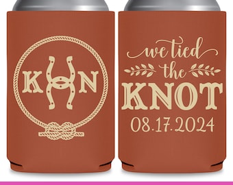 Wedding Can Coolers Rustic Wedding Favors for Guests in Bulk We Tied the Knot 4A Horseshoe Country Wedding Decor Barn Wedding Favor Ideas