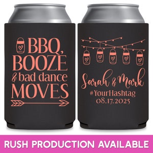 I Do BBQ Wedding Can Coolers Rustic Wedding Favors for Guests Bulk Engagement Party Decor Barn Wedding Favor Ideas Booze Bad Dance Moves 1A