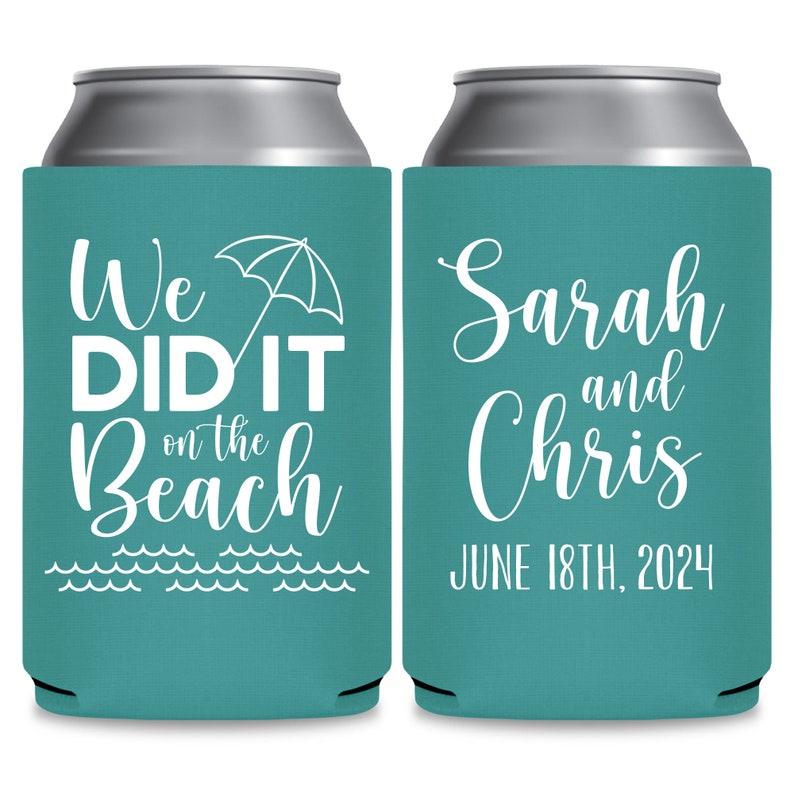 Wedding Can Coolers We Did It on the Beach Wedding Favors for Guests in Bulk Wedding Party Gift Bags for Guests and Coastal Wedding Decor 1B immagine 2