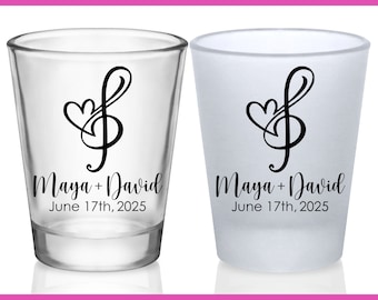 Music Note Wedding Shot Glasses Personalized Wedding Favors for Guests in Bulk Customized Shot Glasses Wedding Party Gifts Love Melody 1A