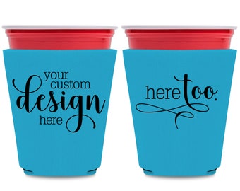 Wedding Cup Insulators Custom Beer Holders Personalized Wedding Favors Cup Sleeves Solo Cups Coolers Your Own Design or Wedding Monogram