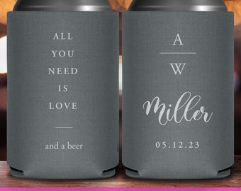 Wedding Can Coolers Wedding Favor Ideas All You Need Is Love & A Beer Can Holder Asking Bridesmaid Gift Wedding Favors for Guests in Bulk 1A