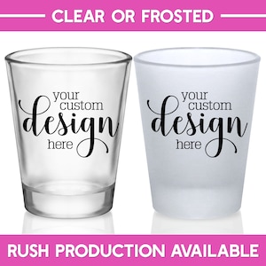 Custom Shot Glasses Personalized Wedding Favors for Guests in Bulk Wedding Monogram Wedding Party Gifts Bridal Shower Gift Design or Logo 1A image 1