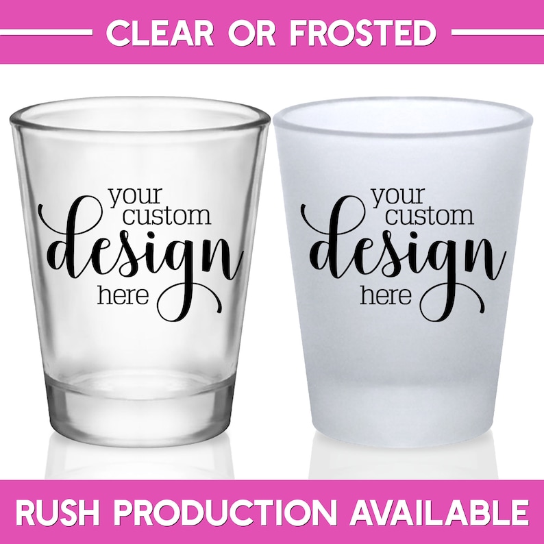 Custom Shot Glasses Personalized Wedding Favors for Guests in Bulk Wedding Monogram Wedding Party Gifts Bridal Shower Gift Design or Logo 1A image 1
