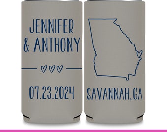 Wedding Can Coolers With Map Destination Wedding Favors for Guests Wedding Party Gifts Slim Can Coolers Bridal Shower Gift for Bridesmaid 2A
