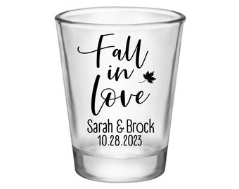 Fall Themed Wedding Shot Glasses Fall Wedding Favors for Guests in Bulk Personalized Shot Glasses Autumn Wedding Party Gifts Fall In Love 8A