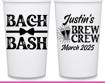 Bachelor Party Cups Personalized Party Favors Custom Cups Groomsmen Party Favors Groomsmen Gift Bachelor Party Ideas Bach Bash 1A Brew Crew