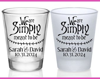 Wedding Shot Glasses Halloween Wedding Favors for Guests in Bulk Custom Shot Glasses Gothic Wedding Party Gifts We Are Simply Meant to Be 1A
