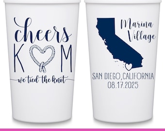 Nautical Wedding Favors for Guests in Bulk Personalized Cups Coastal Wedding Custom Party Cups Anchor Wedding Decor We Tied The Knot 2A