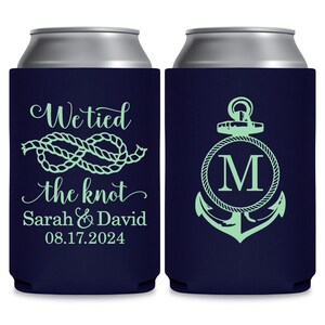 Nautical Wedding Can Coolers Cruise Wedding Favors for Guests in Bulk Sea Wedding Party Gifts We Tied The Knot 3A Coastal Wedding Decor 3A imagem 2