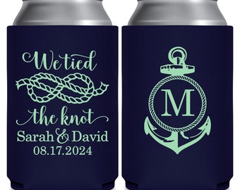 Nautical Wedding Can Coolers Cruise Wedding Favors for Guests in Bulk Sea Wedding Party Gifts We Tied The Knot 3A Coastal Wedding Decor 3A